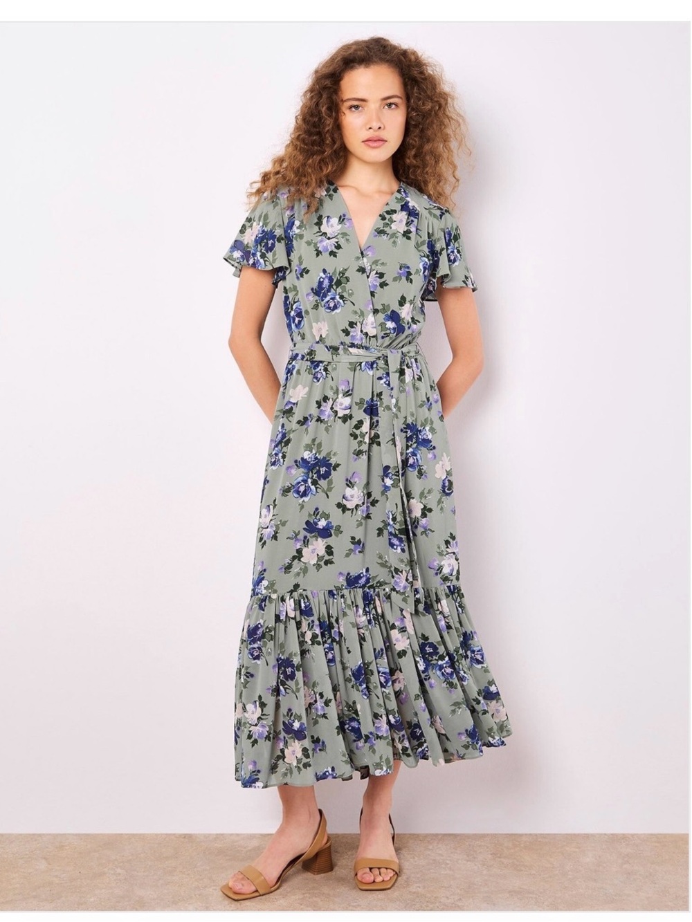 APRICOT Green and Purple Floral Maxi Dress
